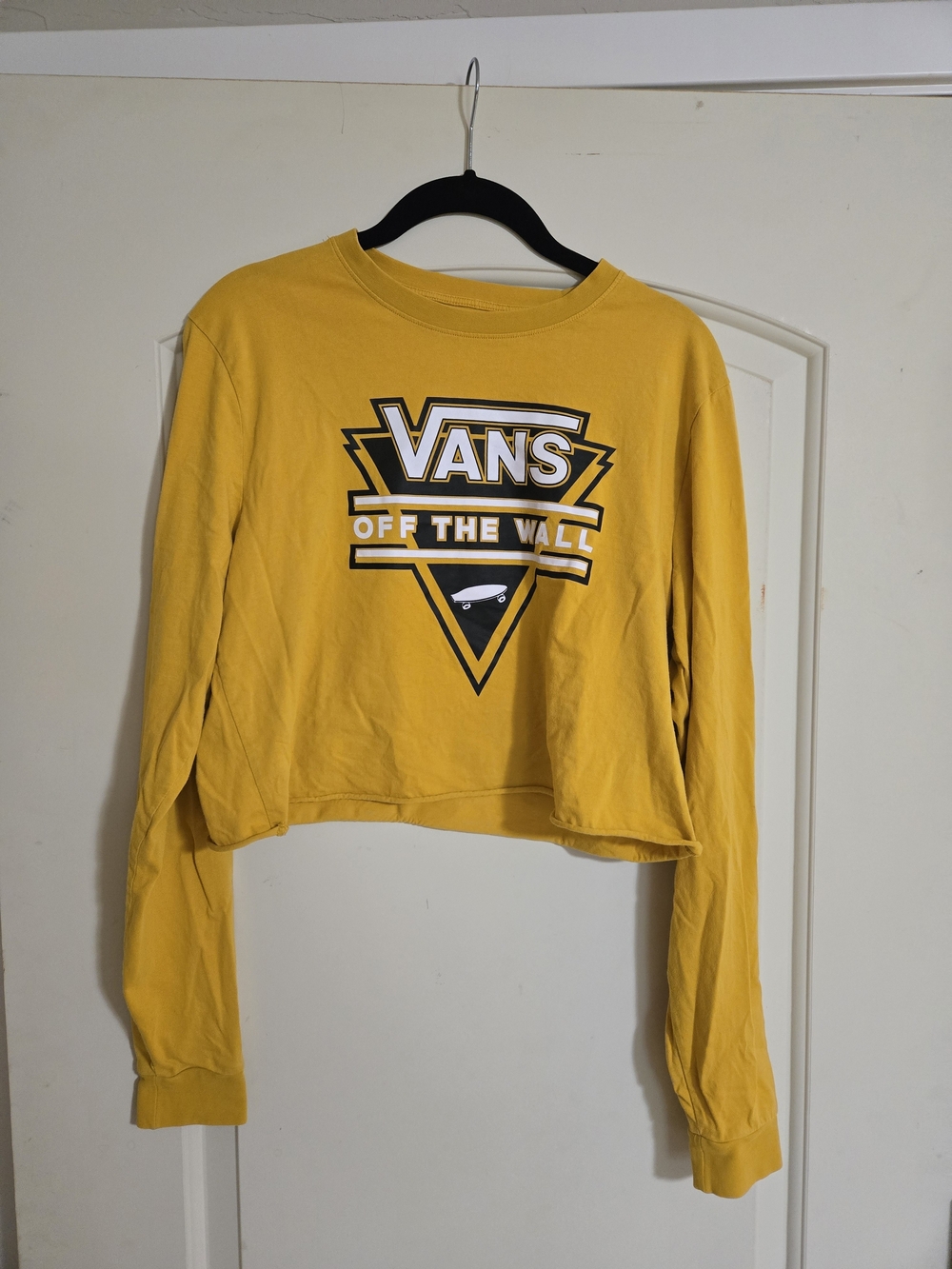 Vans Yellow "Off The Wall" Cropped Long-Sleeve Shirt